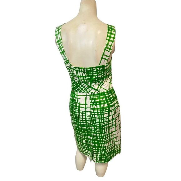 Trina Turk Green Print Cotton Silk Blend Dress - Picture 2 of 5